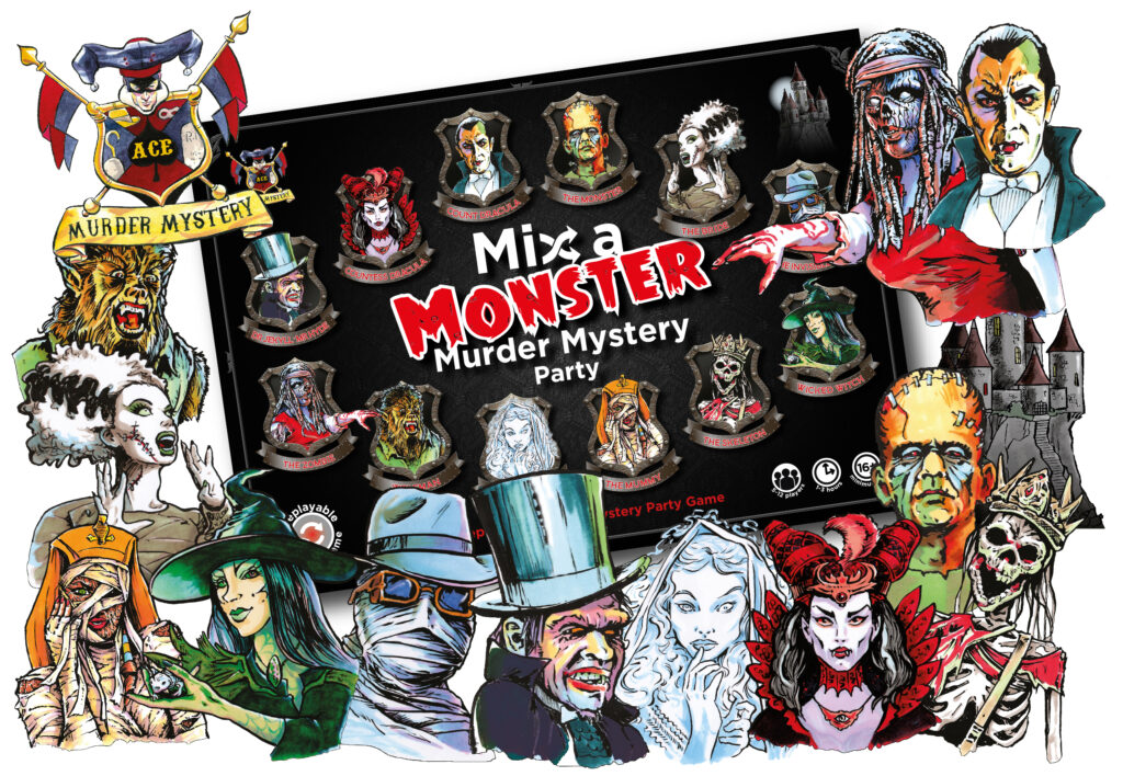 Illustrations for Mix-a-Monster Murder Mystery Party Games